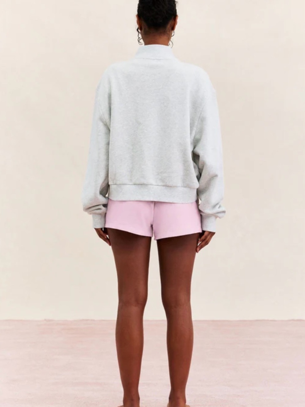 PARKE Heritage Patchwork Zip Up Mockneck Sweatshirt Heather Grey S/M Birthday - Picture 7 of 8